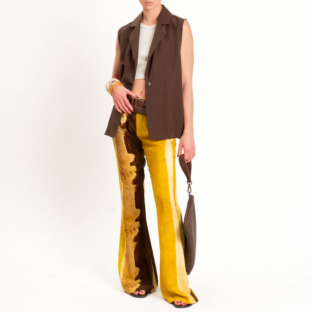 Haveone-Pantalone tie dye elastico in vita - senape/moro