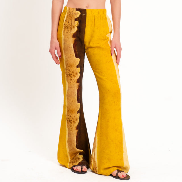 Haveone-Pantalone tie dye elastico in vita - senape/moro