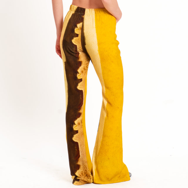 Haveone-Pantalone tie dye elastico in vita - senape/moro