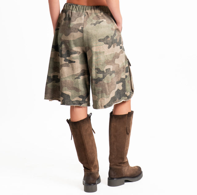 Haveone-Bermuda cargo camouflage in felpa - militare/moro/sand