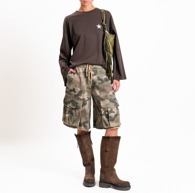 Haveone-Bermuda cargo camouflage in felpa - militare/moro/sand