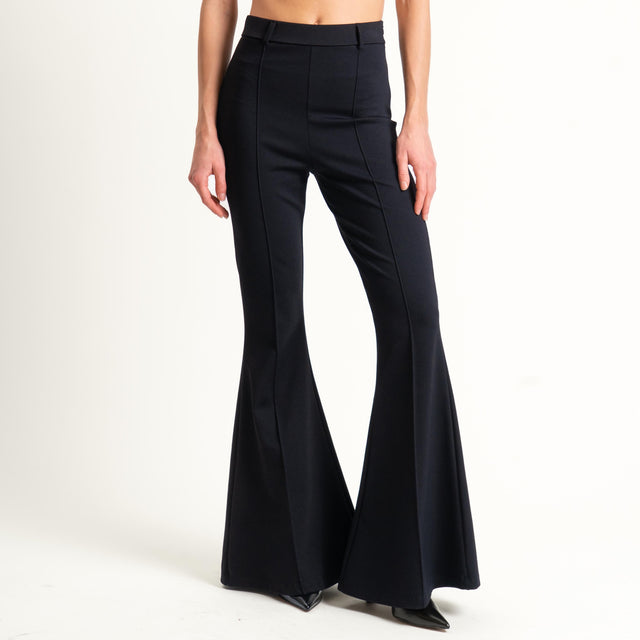 Haveone-Pantalone bootcut punto milano - nero