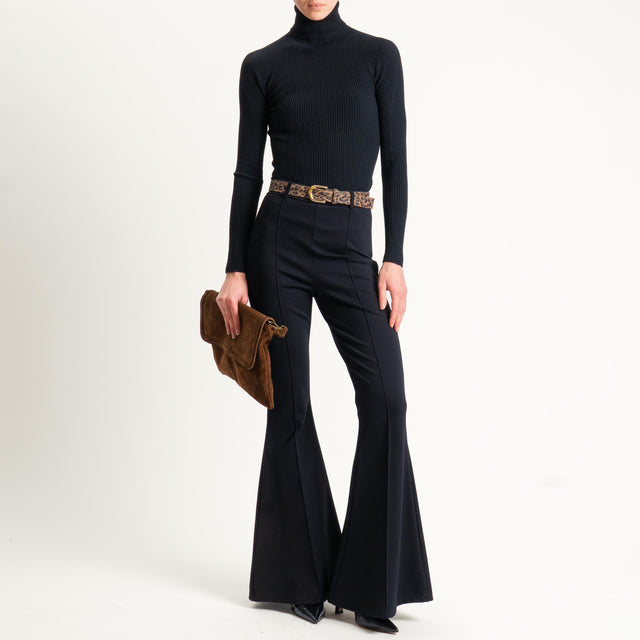 Haveone-Pantalone bootcut punto milano - nero