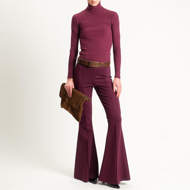 Haveone-Pantalone bootcut punto milano - prugna