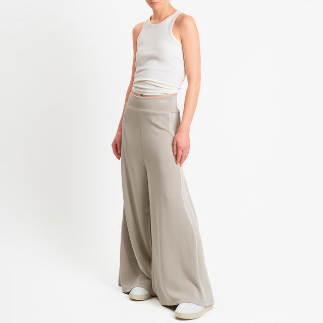 Haveone-Pantalone felpa wide leg - salvia/burro