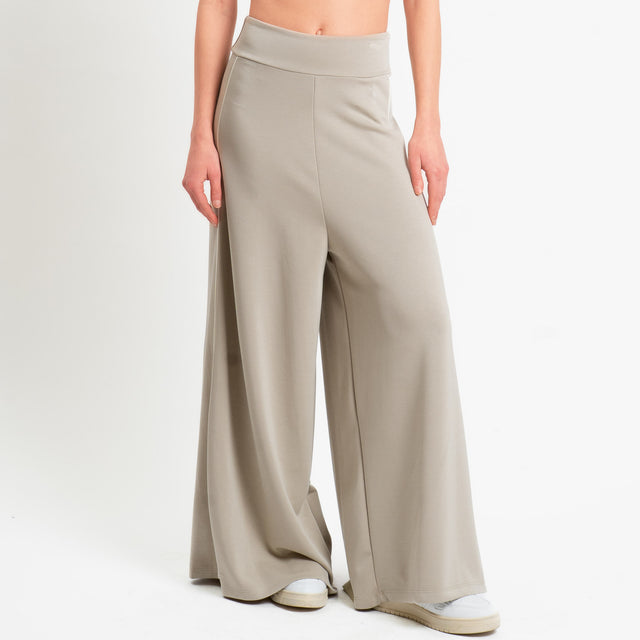 Haveone-Pantalone felpa wide leg - salvia/burro