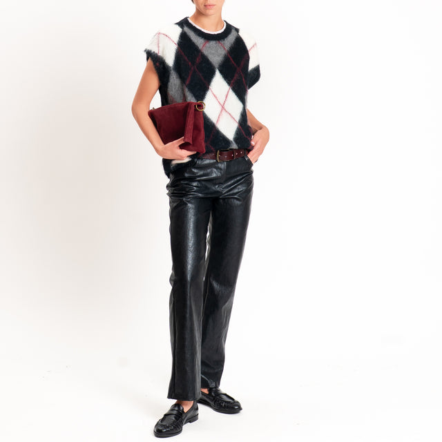 Haveone-Pantalone similpelle straight fit - nero