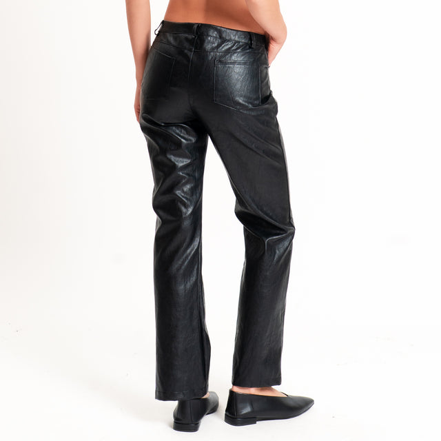 Haveone-Pantalone similpelle straight fit - nero