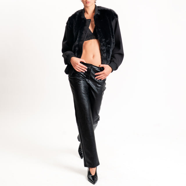 Haveone-Pantalone similpelle straight fit - nero