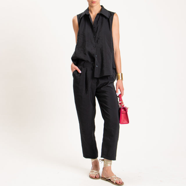 Haveone-Pantalone tessuto modal fibra naturale - nero
