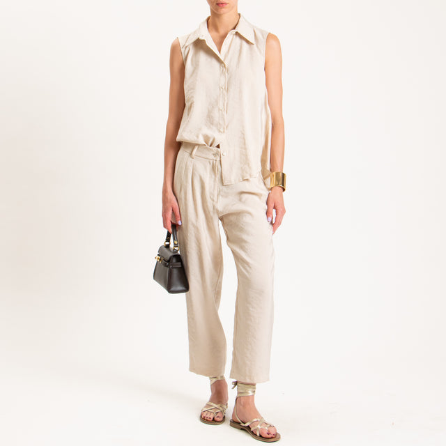 Haveone-Pantalone tessuto modal fibra naturale - beige