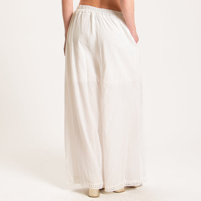 Haveone-Pantalone mussola ricami con passamaneria - panna