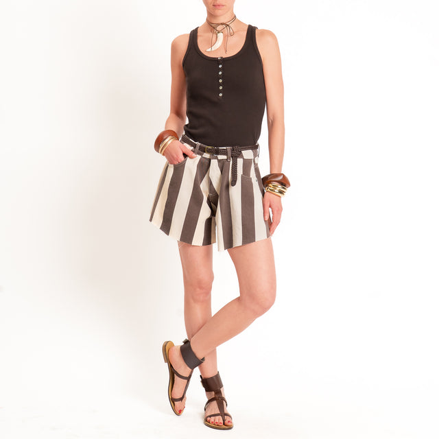 Haveone-Shorts IVY righe con cintura - moro/burro