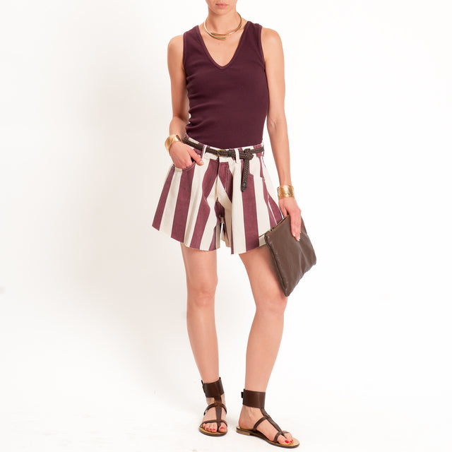 Haveone-Shorts IVY righe con cintura - india/burro