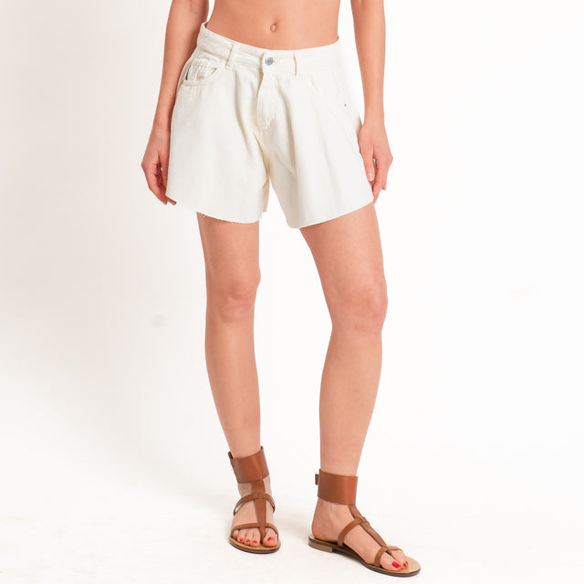 Haveone-Shorts IVY a farfalla jeans taglio vivo - burro