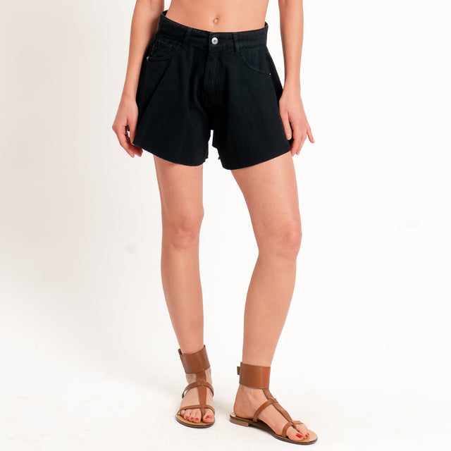 Haveone-Shorts IVY a farfalla jeans taglio vivo - nero