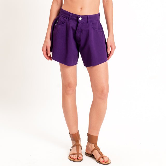 Haveone-Shorts IVY a farfalla jeans taglio vivo - viola