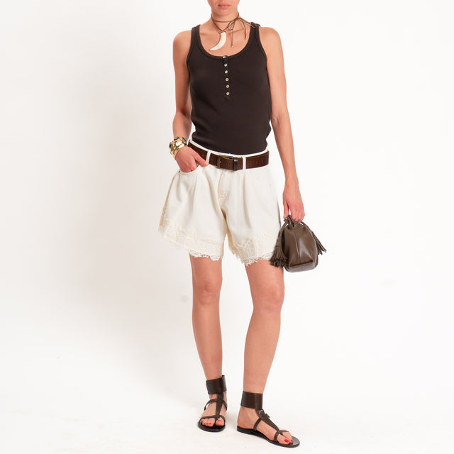 Haveone-Shorts IVY jeans a farfalla con pizzo - burro