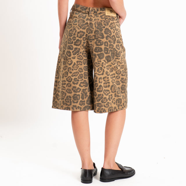 Haveone-Bermuda fantasia animalier - beige/nero