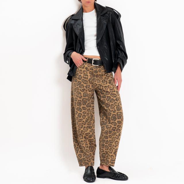 Haveone-Pantalone balloon animalier - beige/nero
