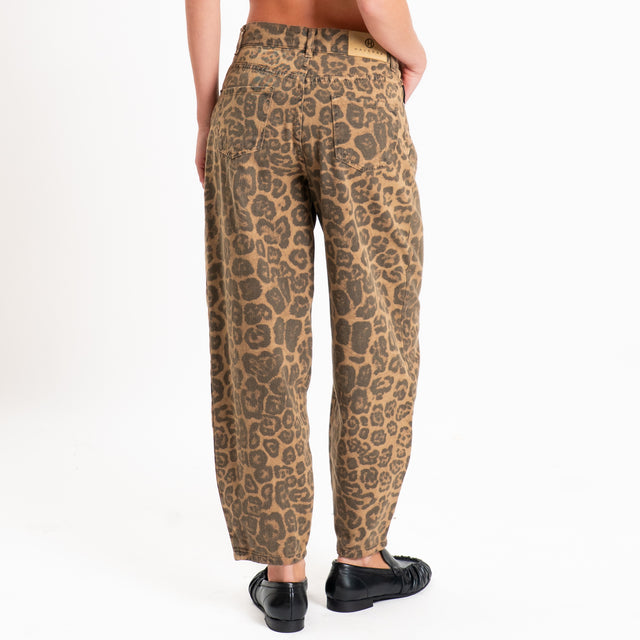 Haveone-Pantalone balloon animalier - beige/nero