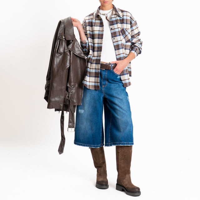 Haveone-Bermuda jeans con abrasioni - denim