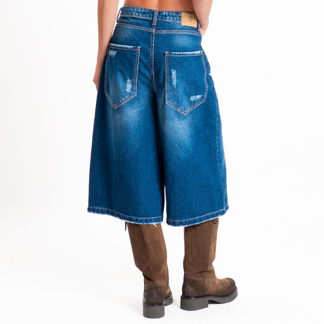 Haveone-Bermuda jeans con abrasioni - denim