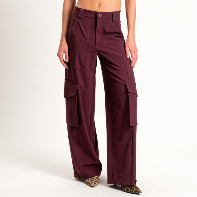 Haveone-Pantalone cargo - Bordeaux