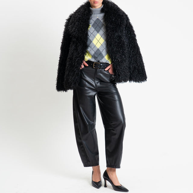 Haveone-Pantalone barrel similpelle - nero