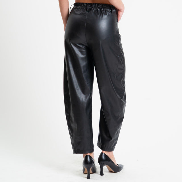 Haveone-Pantalone barrel similpelle - nero