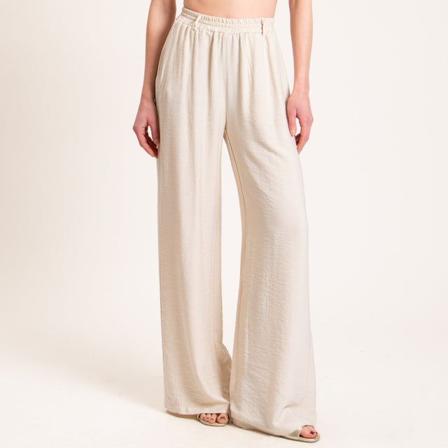 Haveone-Pantalone viscosa goffrato elastico in vit - burro