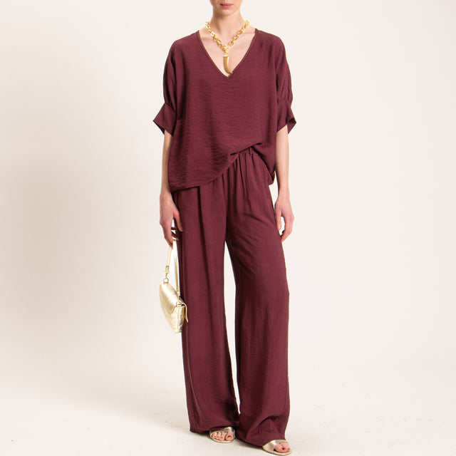 Haveone-Pantalone viscosa goffrato elastico in vit - india