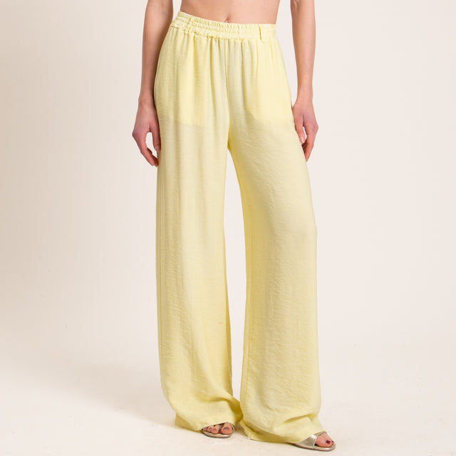 Haveone-Pantalone viscosa goffrato elastico in vit - mimosa