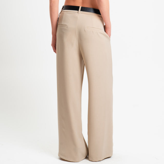 Haveone-Pantalone tessuto fluido con accessorio - sabbia