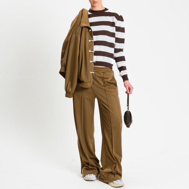 Haveone-Pantalone palazzo acetato banda laterale - olio