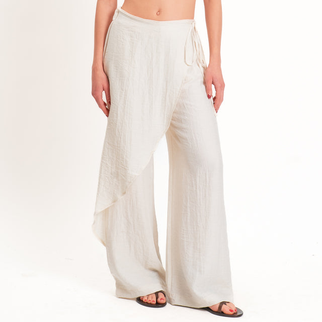 Haveone-Pantalone portafoglio misto lino - burro