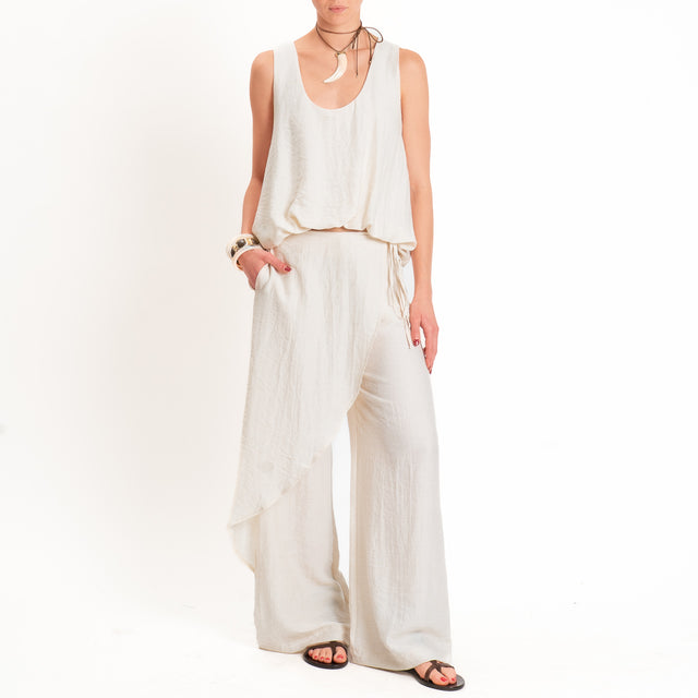 Haveone-Pantalone portafoglio misto lino - burro