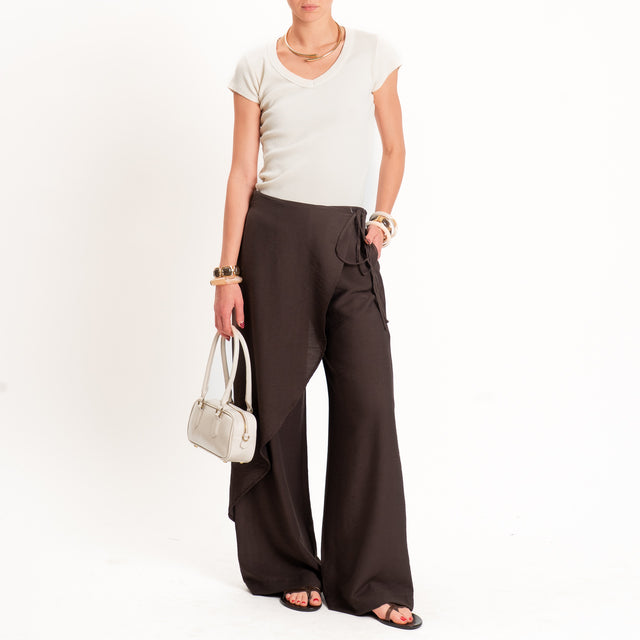 Haveone-Pantalone portafoglio misto lino - moro
