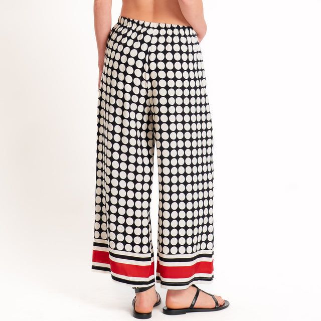 Haveone-Pantalone pois elastico in vita - nero/burro/rosso