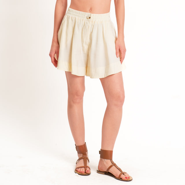 Haveone-Shorts tessuto modal elastico in vita - burro