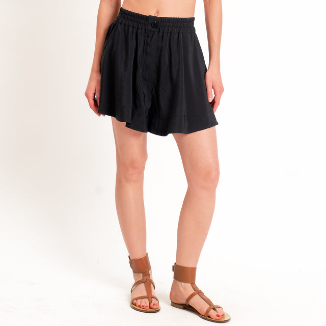 Haveone-Shorts tessuto modal elastico in vita - nero