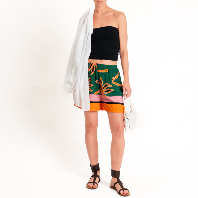 Haveone-Shorts fantasia elastico in vita - verde/rosa/orange