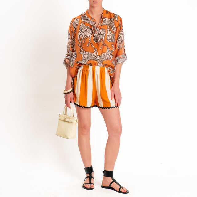 Haveone-Shorts righe elastico in vita - arancio/burro/nero