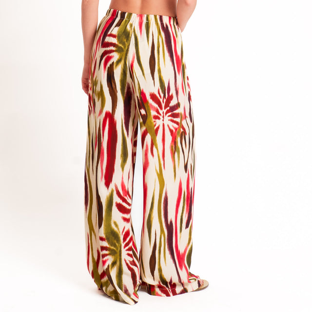 Haveone-Pantalone fantasia tie dye con elastico - burro/olio/india