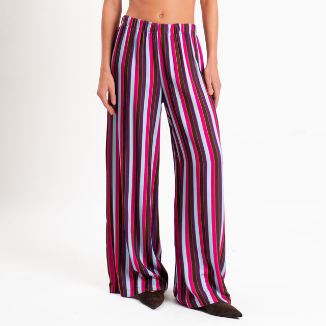 Haveone-Pantalone a righe elastico in vita - viola/fucsia/celeste
