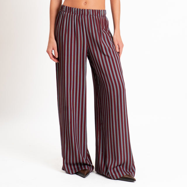 Haveone-Pantalone a righe elastico in vita - bordeaux/celeste