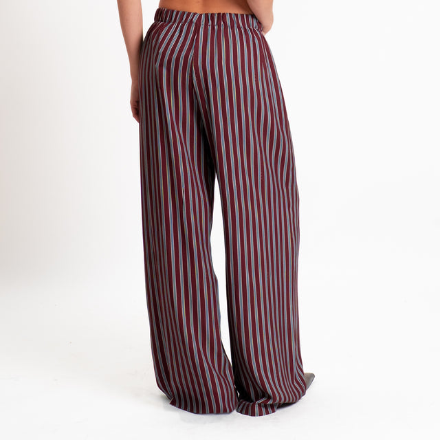 Haveone-Pantalone a righe elastico in vita - bordeaux/celeste