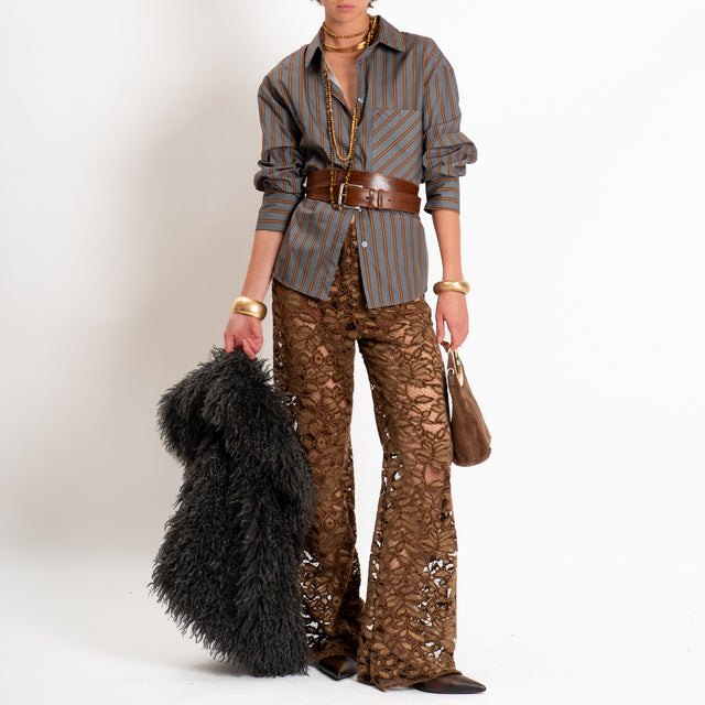 Haveone-Pantalone in pizzo elastico in vita - moro