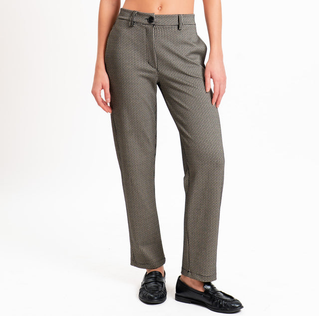Haveone-Pantalone pied de poule elasticizzato - nero/beige