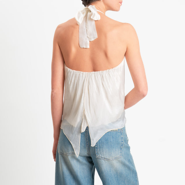 Haveone-Top misto seta spacco dietro - burro